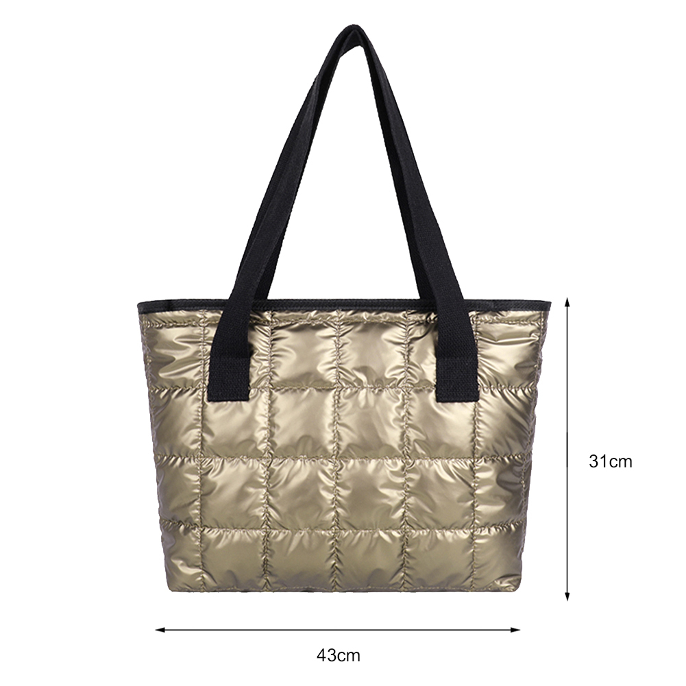 Women Fashion Solid Color Shopper Casual Soft Nylon Lady Handbags Winter Capacity Quilted Shoulder Bags For Female