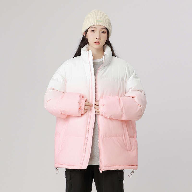 Cotton Men, Autumn Winter New Trendy Brand, Thick And Loose Standing Collar, Warm Jacket, Anti Cold Gradient Cotton Jacket For Men