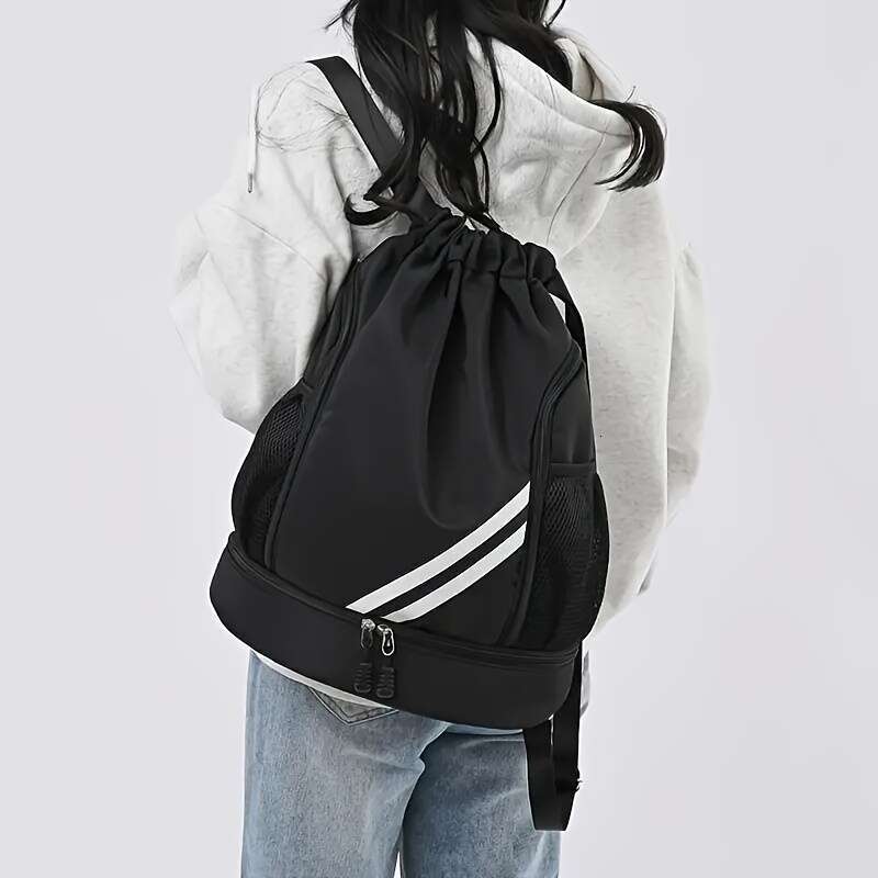 Versatile Unisex Drawstring Sports Fashionable, Water-Resistant, Spacious Shoulder Bag Outdoor Travel, Fiess, Daily Use - Perfect for Men and Women