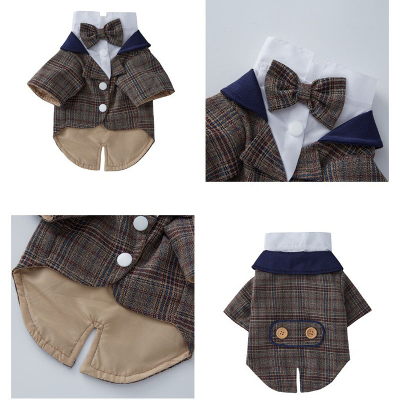 Pet Wedding Suit Formal Tuxedo with Black Bow Tie Dog Outfit for Small Medium Dogs Cats Dog Wedding Attire Dress Up Cosplay Prince Costume Gentleman A