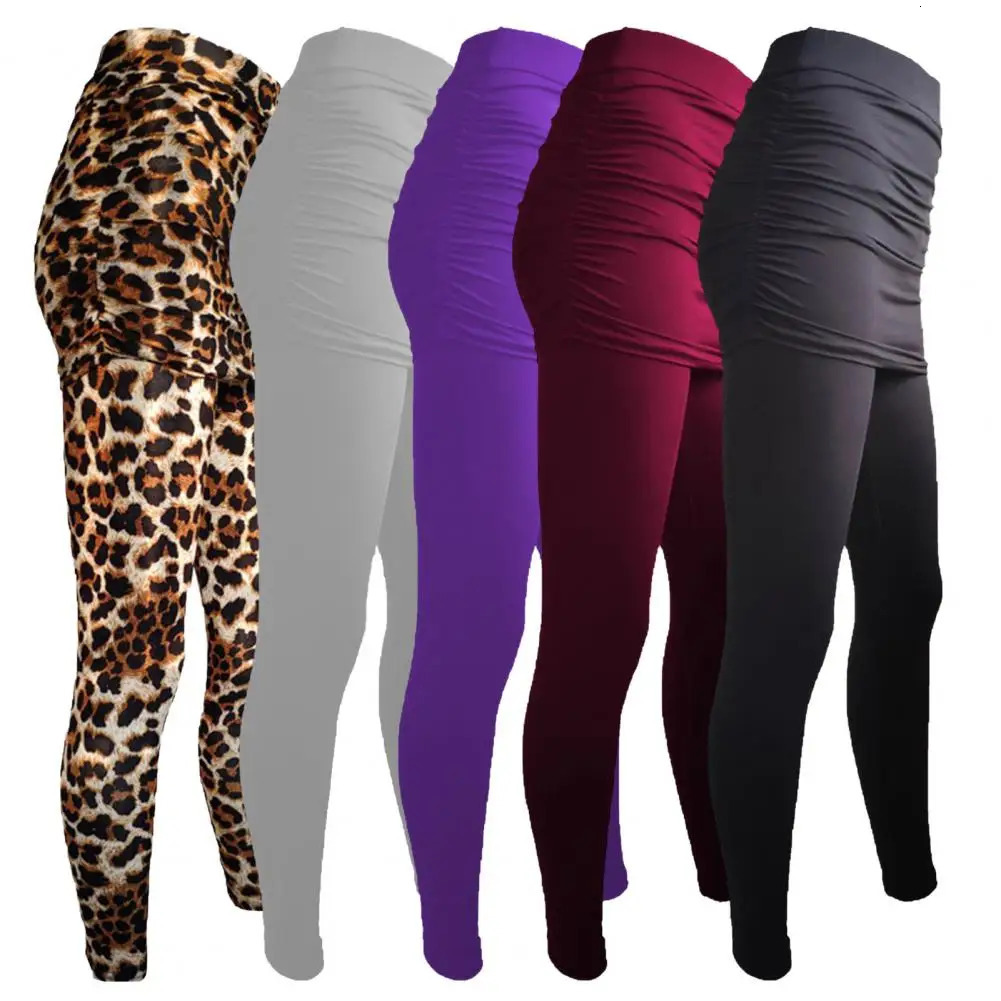 Two Piece Legging Pants Ultra Thin Legging Womens Pants Pack Hip Pleated Skirt Womens Solid Color Pack Hip Side Trouser S-XXXL 241115