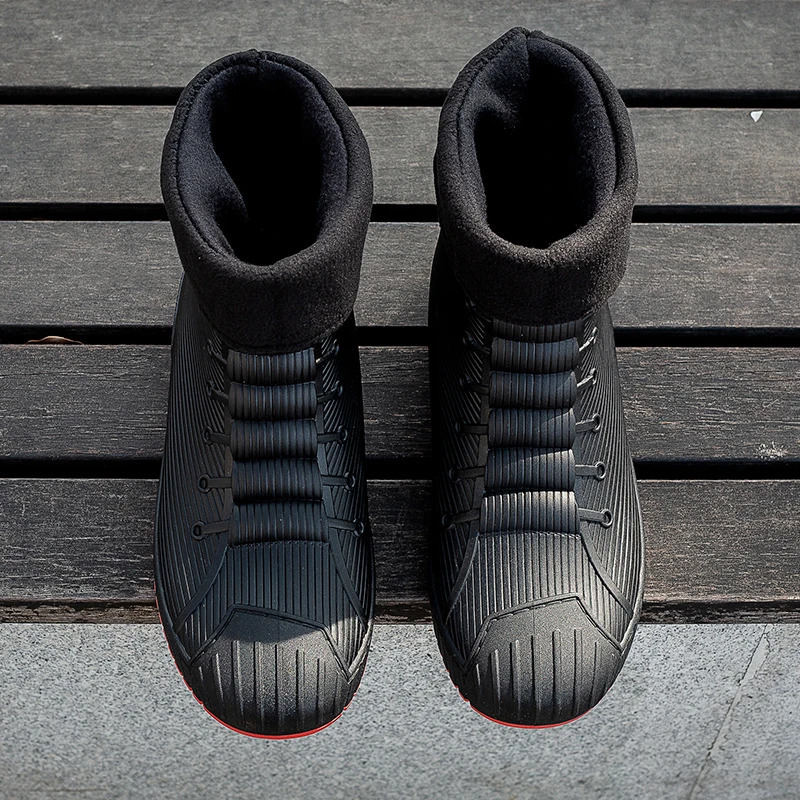 Men Women Rain Boots Mid-calf And Ankle Waterproof Shoes Lining With Fleece Warm Anti-slip Wear-resistant Outdoor Winter 241114