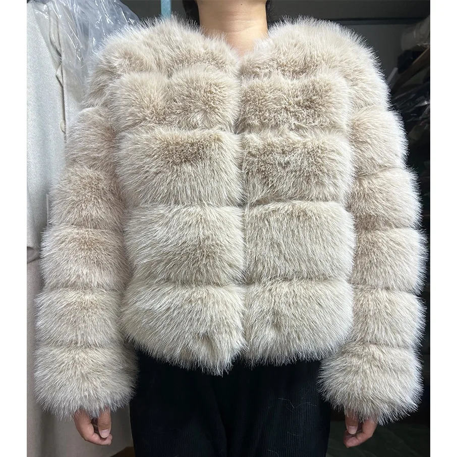 Faux Fox Fur Coat Women Winter Long Sleeve Raccoon Fur Jackets Thick Top Female Furry Coat Fluffy Synthetic Top Outwear 241115