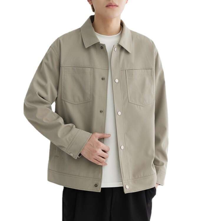 Wuge Solid Color Simple Basic Lapel Men's 2024 Spring New Style Trendy Versatile Casual Jacket Men
