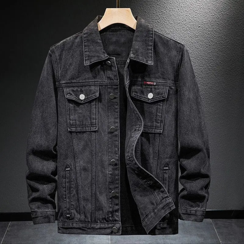 Mens Jean Coats oversized warm black apron mens denim jacket outerwear Japanese retro casual Y2k high-quality low-cost 241115