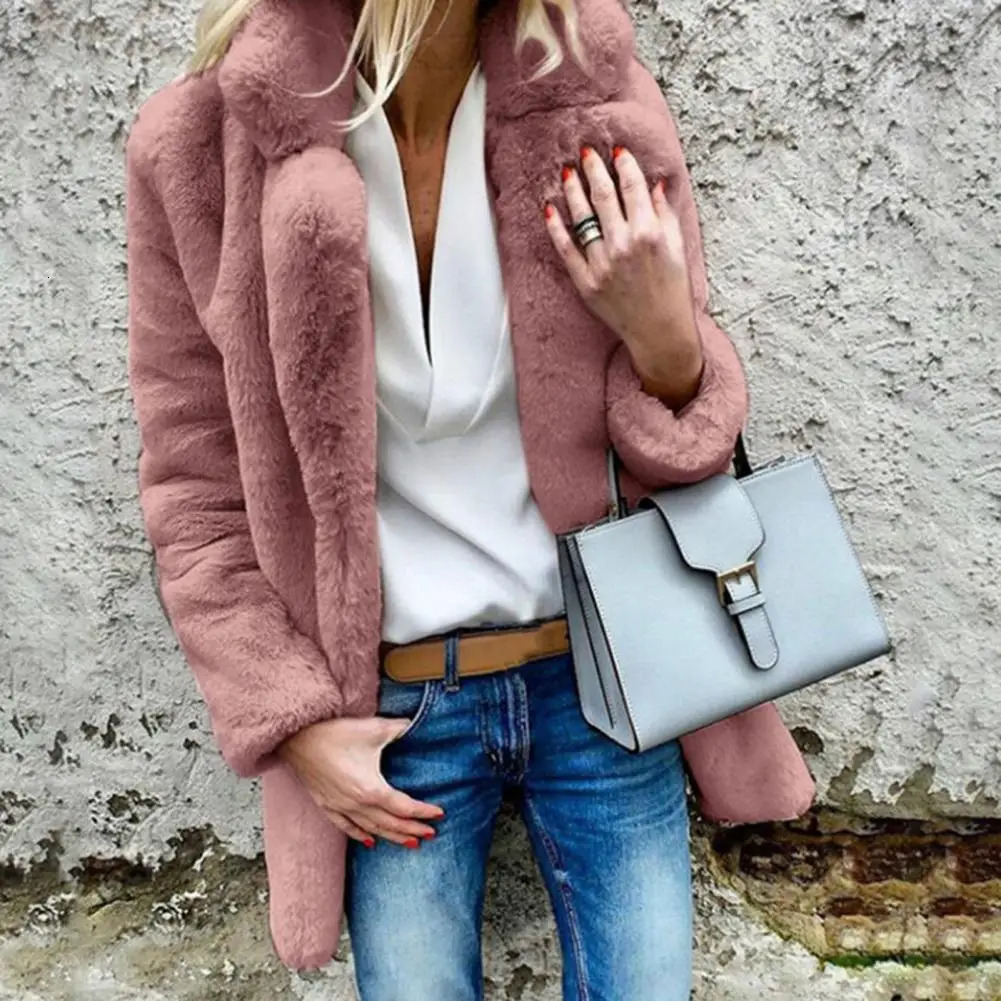 Furry Thicken Women Jacket Plush Fur Winter 2024 Cool Girls Fluffy Open Stitch Lady Coat 241115