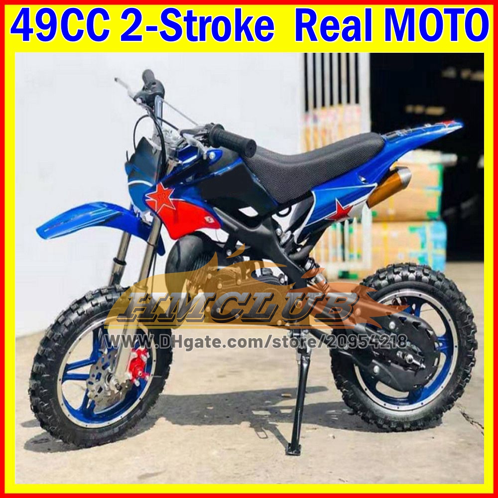 16Colors Real 2-Stroke 49 50CC Dirt Bike ATV Off-road Superbike Mountain Race Gasoline Small Buggy Moto Bikes Racing Autocycle Mini Motorcycle Boy Gir