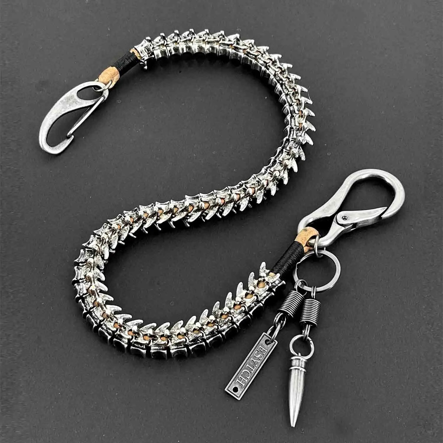 Sturdy punk rocker arm bicycle jeans pants chain stud keychain mens wallet chain 241115