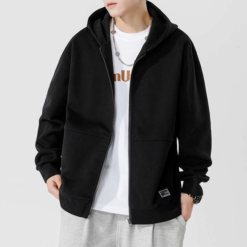 Hooded Cardigan Hoodie Loose Fitting Trendy Brand Solid Color Sports Jacket Couple Outfit Kunhai Pengyun Men's Clothing