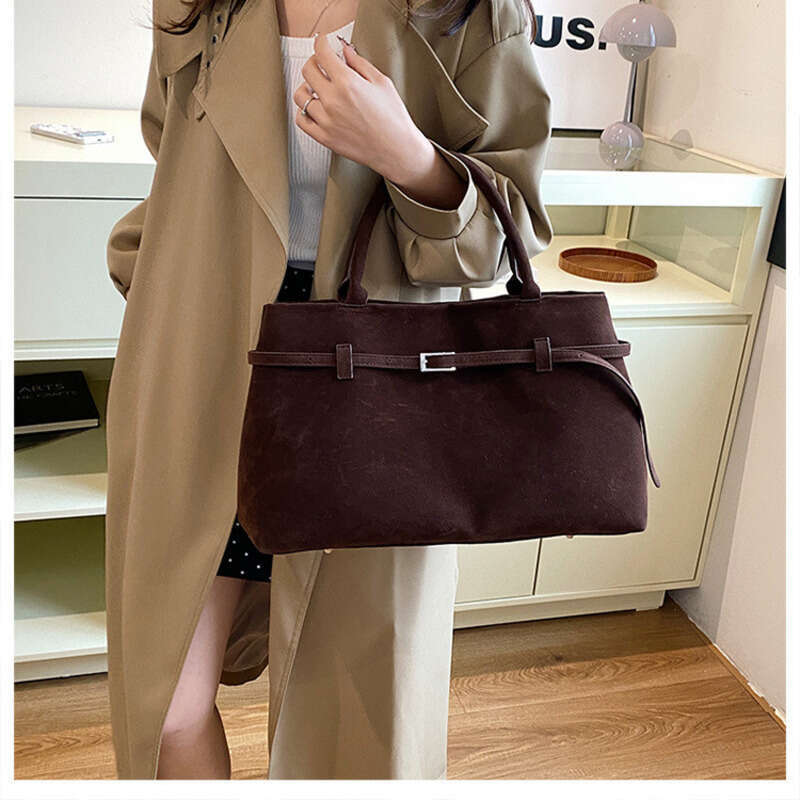 New Retro Frosted Suede Handbag, Fashionable Large Capacity Commuting Shoulder Bag, Women's Underarm Tote Bag