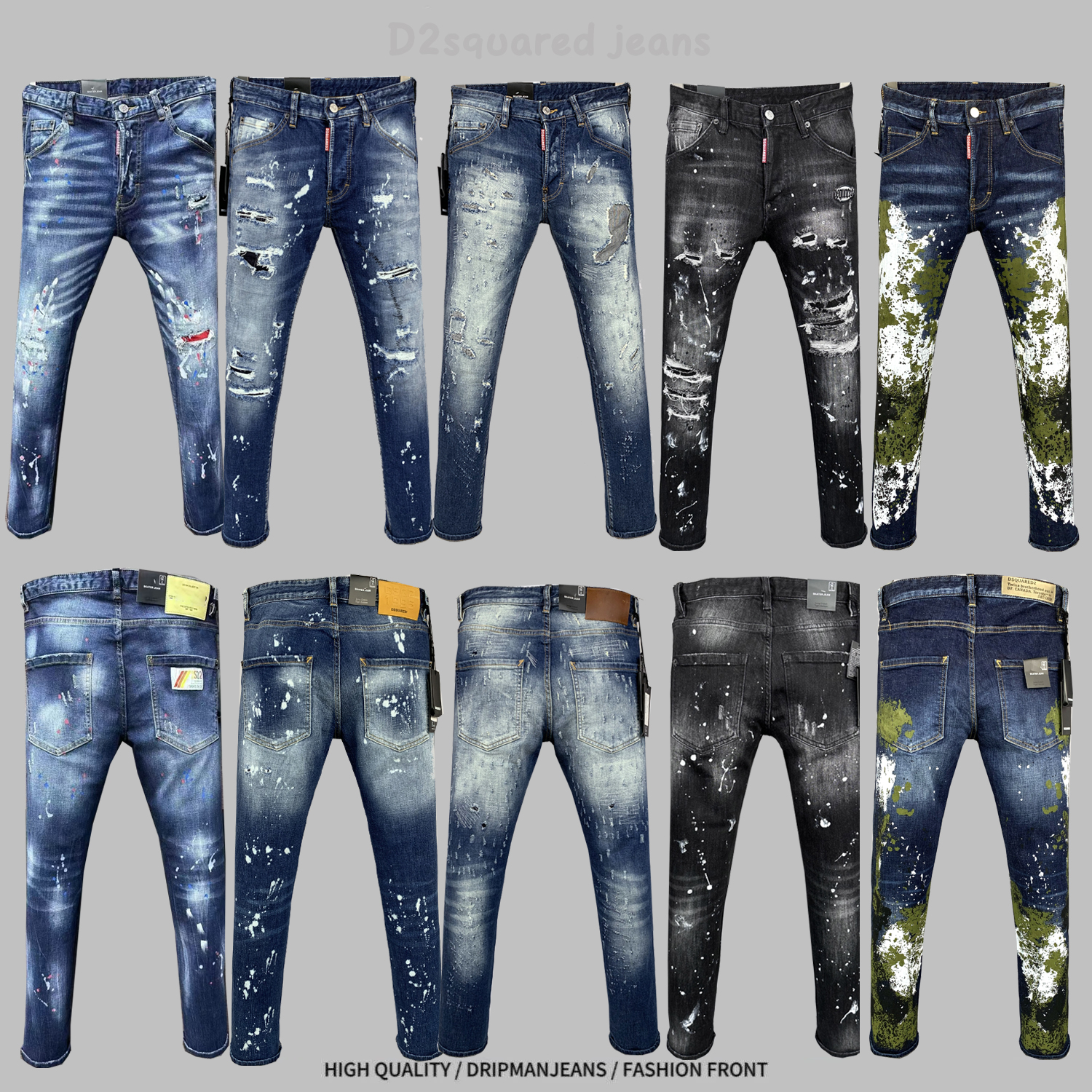 2024 New dsquares jeans Black Hip Hop Rock hot Jean shorts Uomo Knee Jean Casual mens Embroidery jeans Luxury Ripped Jeans pants for Womens designer