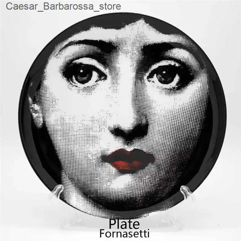 Decorative Plates Fashion Lady Face Milan Style Art Ceramic Wall Hanging Plates Living Room Bar Banquet Hotel Studio Hall Decorations Wedding Gift J24