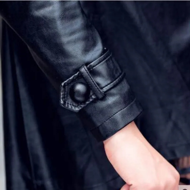 Fashion Plus Size 5XL Long Leather Jacket Women Coat Female autumn Ladies lace Jackets Coats black 241115