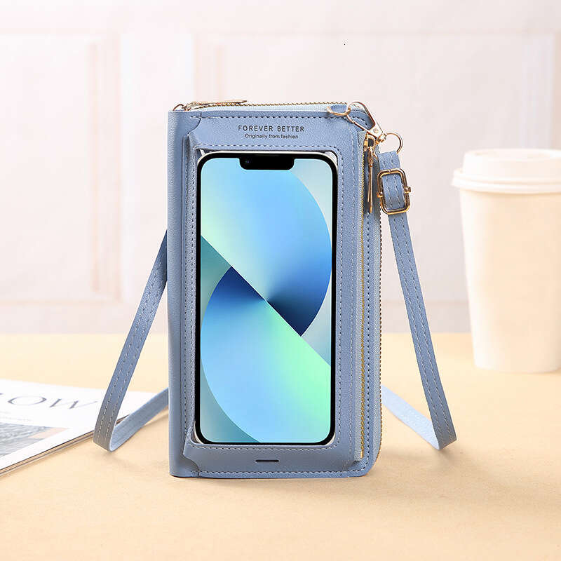 Touchscreen female diagonal cross anti-theft multifunctional single shoulder transparent mini bag, wallet phone bag