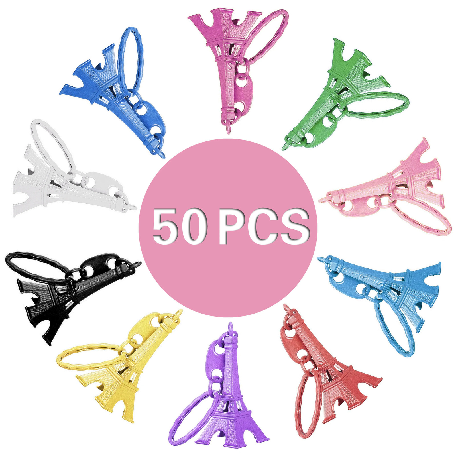 50 Eiffel Tower model keychains vintage Parisian keychains metal split keychains tower keychains 241115