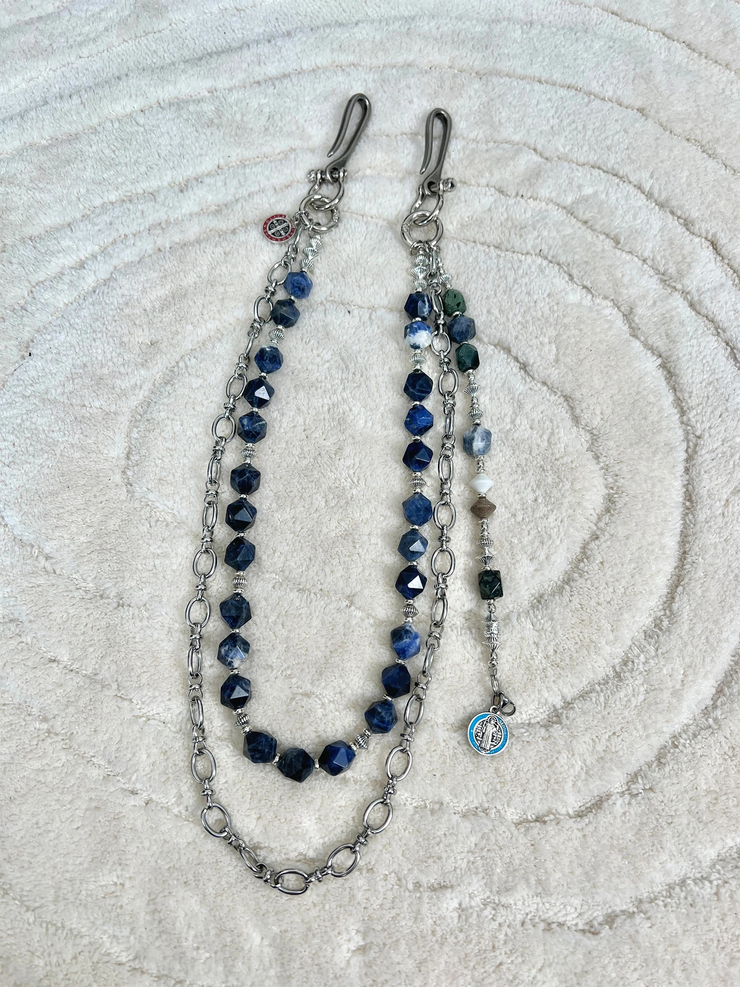 3-in-1 combination punk pants chain peacock green metal comfortable mens and womens keychain one waist accessories 241115