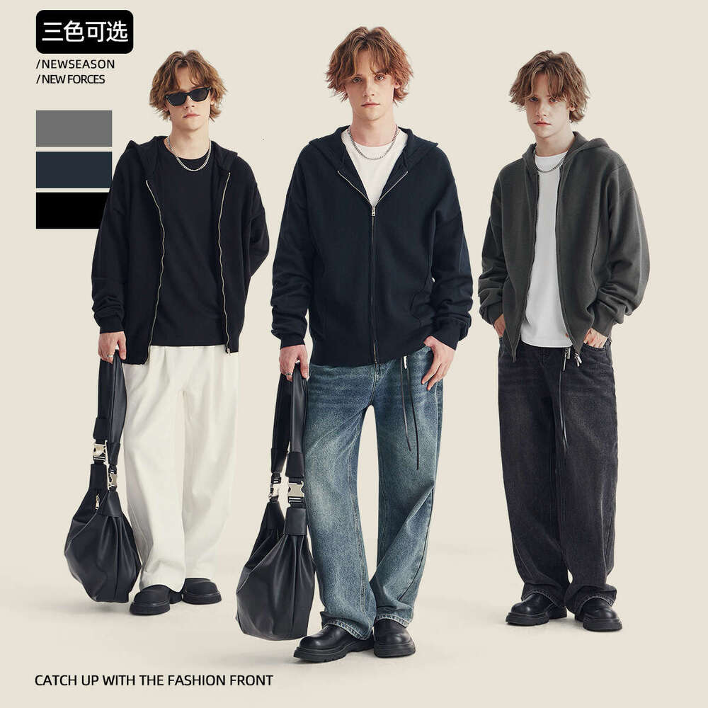 APO Wear | Autumn And Winter Men's Hooded Knitted Cardigan Coat, High End Trendy Brand Loose Casual Zipper Sweater