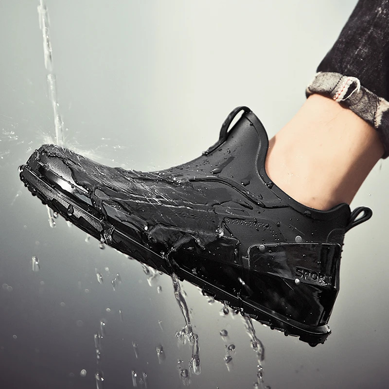 Anti slip rain shoes mens rain boots waterproof shoes kitchen rubber shoes overshoes car washing fishing shoes 241114