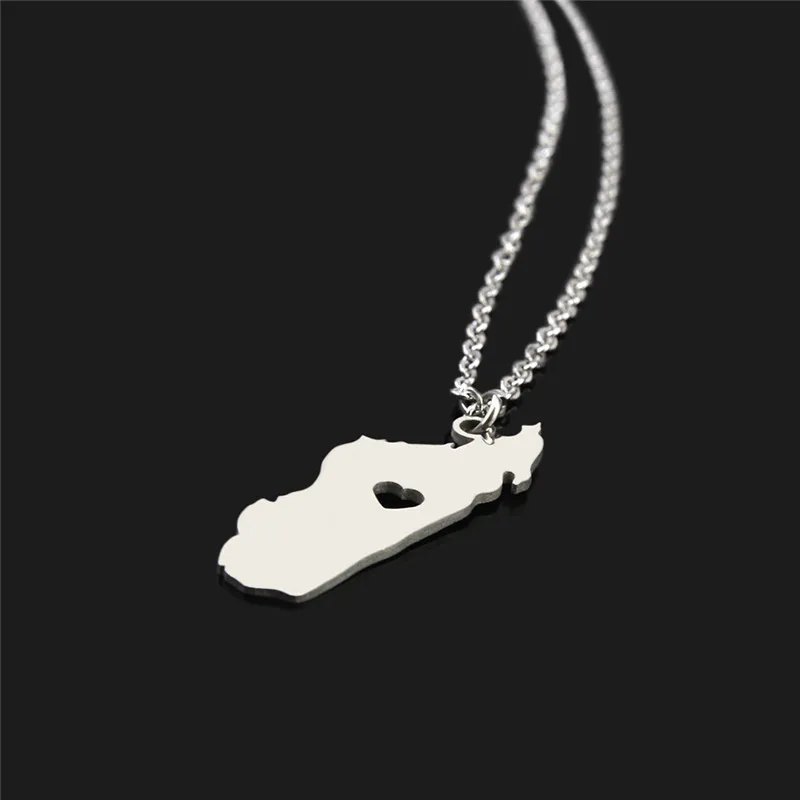 10PCS Madagascar Map Pendant Necklace Africa Malagasy Chain Country Necklace Stainless Steel Outline Continent Choker for Motherland Hometown Female L