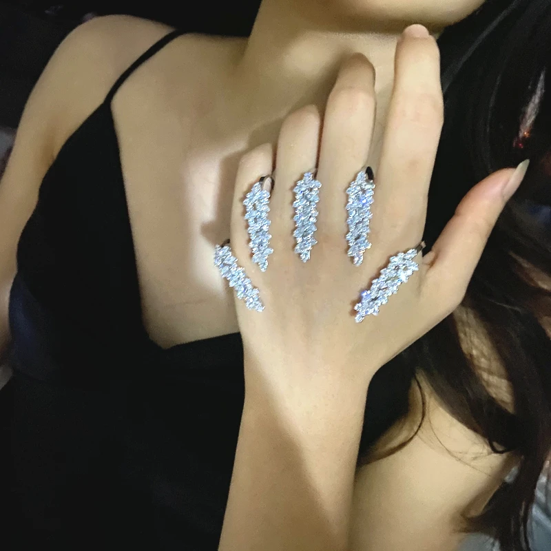 Designer Luxury Crystal Wheat Ear Leaf Hand Palm Bangle One Piece Cubic Zirconia Cuff Bracelet Jewelry Handlets For Women 925 Silver Color
