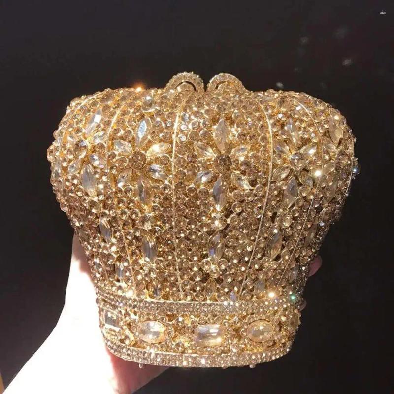 Totes Fashion Hollow Out Crown Women Evening Bags Sequined Wedding Party Clutches Dias Rhies Women's Pouch Gift