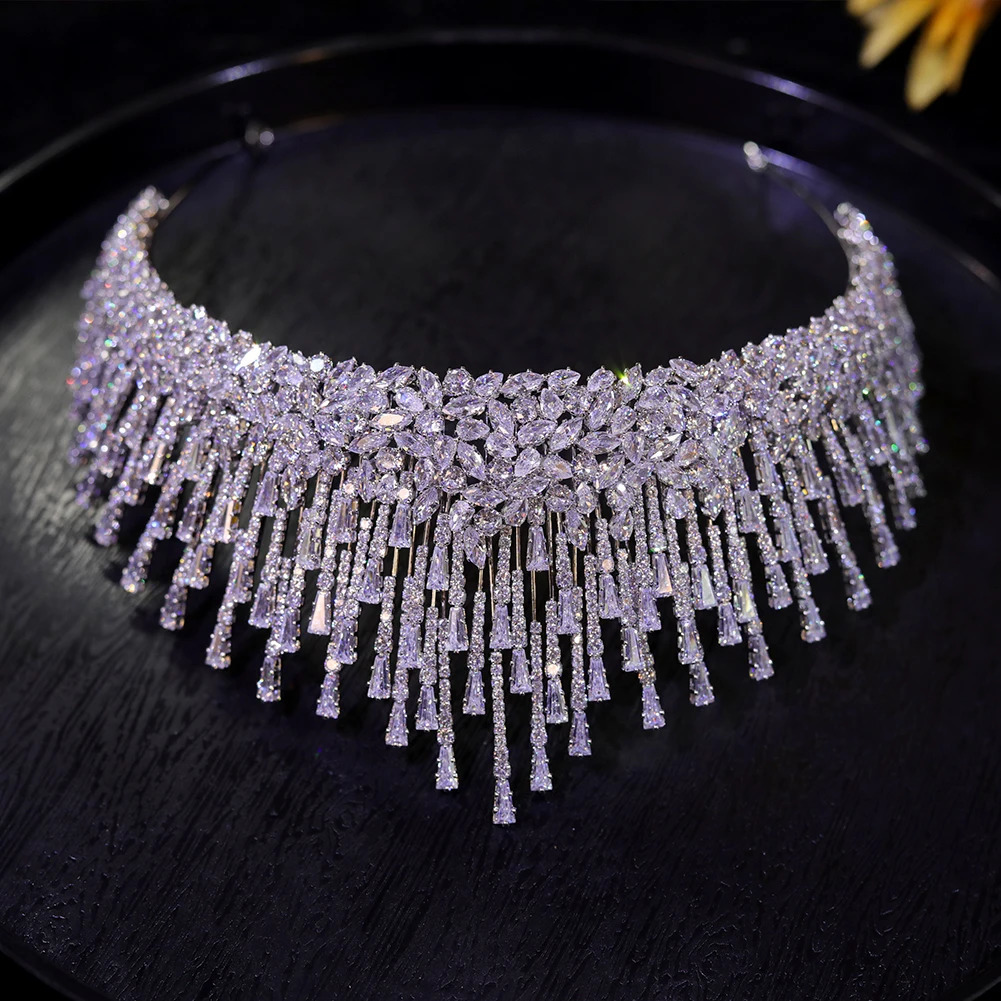 ASNORA Cubic Zirconia Crown Tocados Para Cabello Novia Bridal Head for Wedding Accessories CZ Tiara 241115
