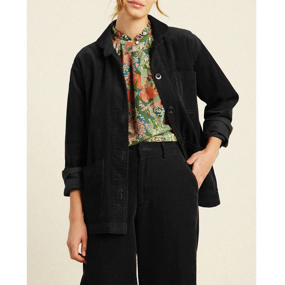 AutumnWinter Corduroy Set Two Piece Simple Business Womens Trouser Elegant Clothing 241115