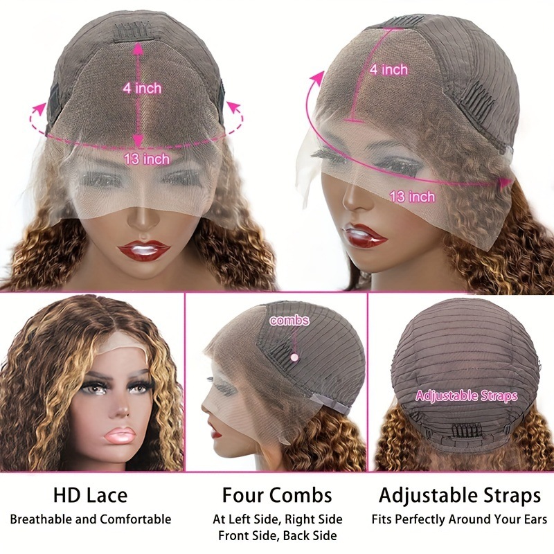 Piano Blonde Lace Wig 100% Really Human Hair Wigs 30 Inch Wet And Wavy 13x4 Kinky Curly Lace Front Wigs Transparent 280 Density Glueless Body Wave Hai