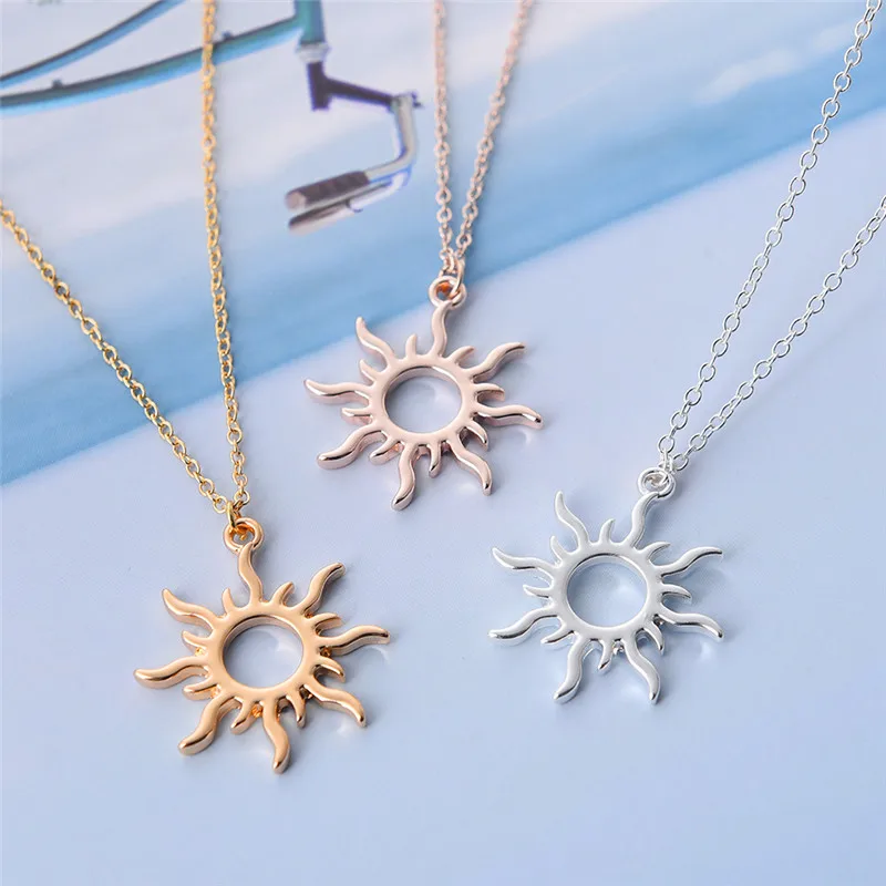 10PCS Cute Moon Sun Goddess Sunlight Pendant Necklace Sunshine Stainless Steel Clavicle Choker for Mother Girlfriend Women Female Girl Chain Ourtdoor 
