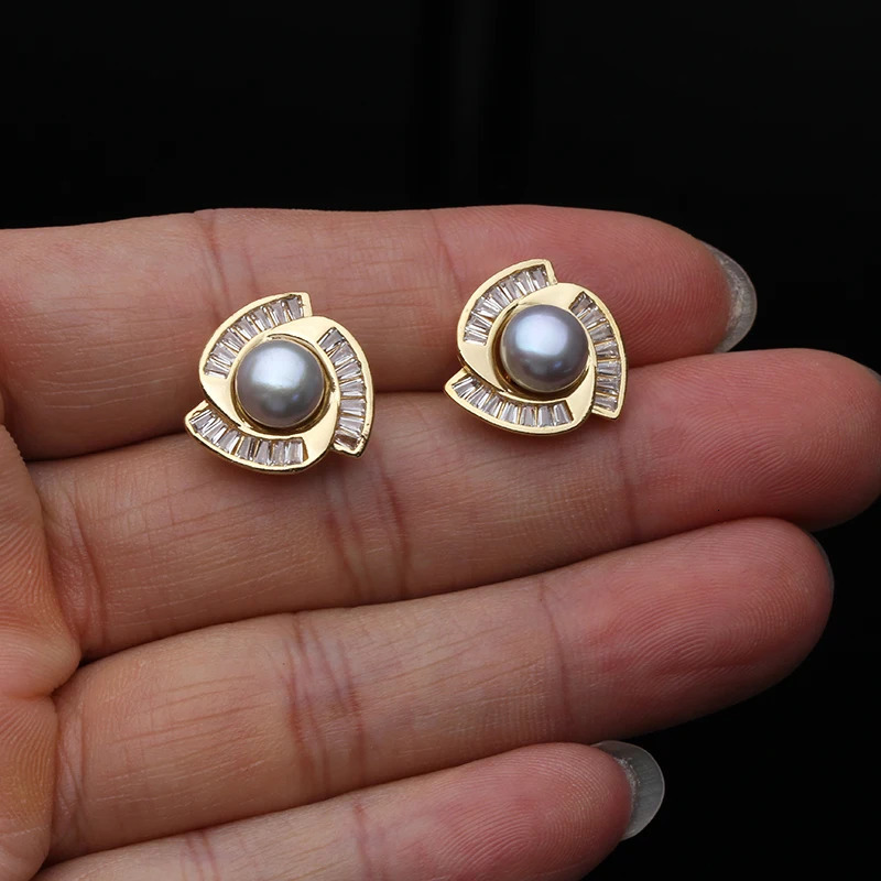 real pearl necklace and earring set 18K gold-plated elegant pearl set birthday mothers gift white 241115