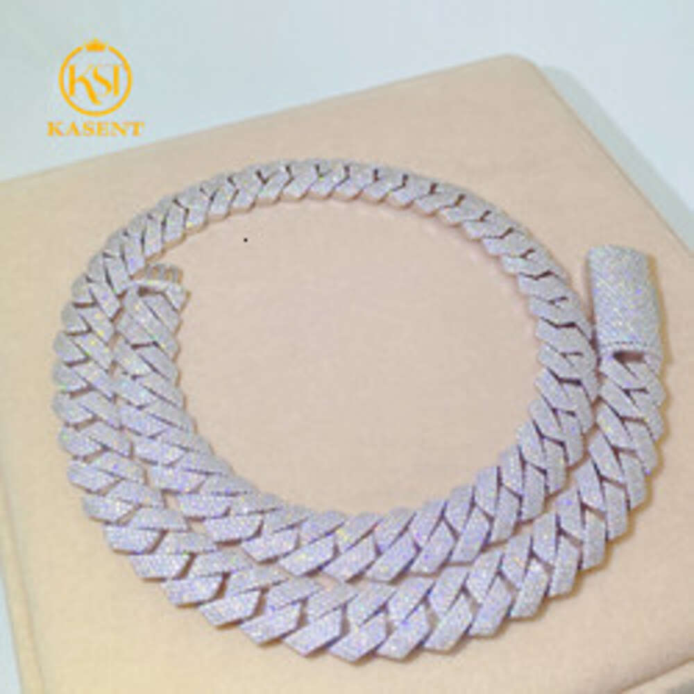 Moissanite Baguette Cuban Link Chain Necklace Customize S925 Sterling Silver 15mm 18mm Gift Box Jewelry Hiphop