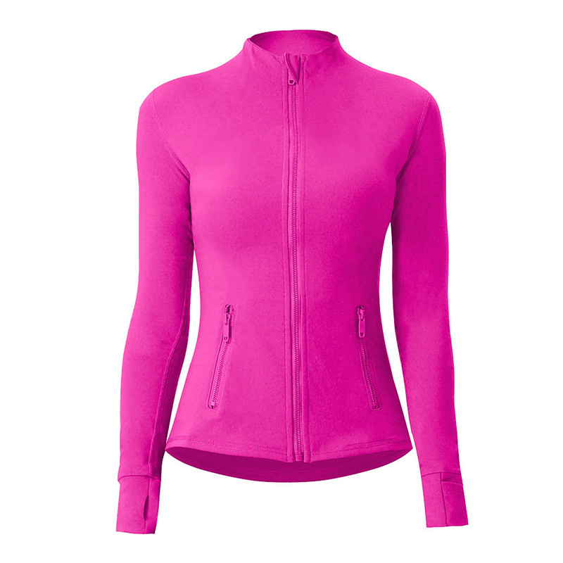 Womens Yoga Jacket Long Sleeves Outfit Solid Color Back Zipper Gym Jackets Shaping Waist Fitness Outfit Sportswear For Lady