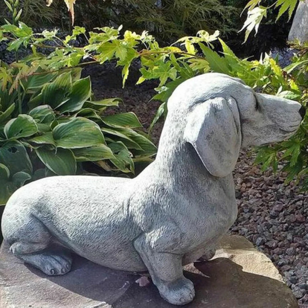 Dog Statue Outdoor Garden Resin Decor Dachshund French Bulldog Sculpture for Home Decoration Yard Ornament Puppy Figurines 240403