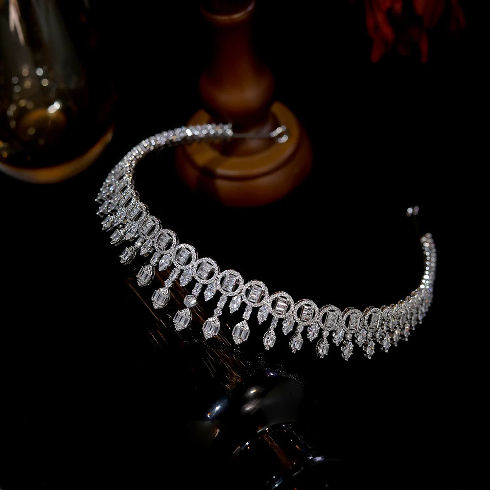 crystal headband Fascinato bridal wedding crown jewelry women CZ long hair accessories bridesmaid gifts 241115