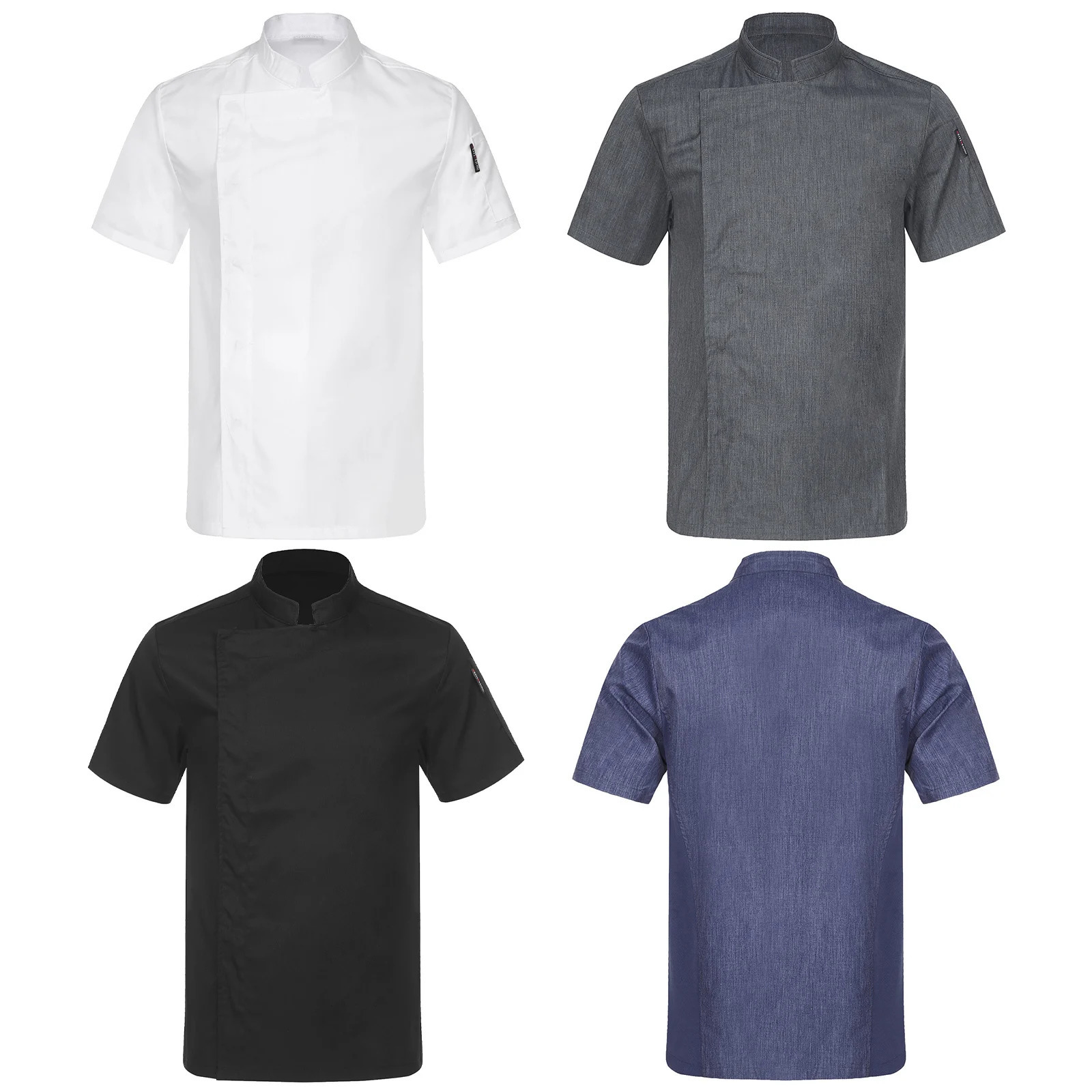 Unisex Men Women Breathable Chef Jacket Cooking Coats Short Sleeve Canteen Work Coat el Restaurant Uniforms Tops 240412