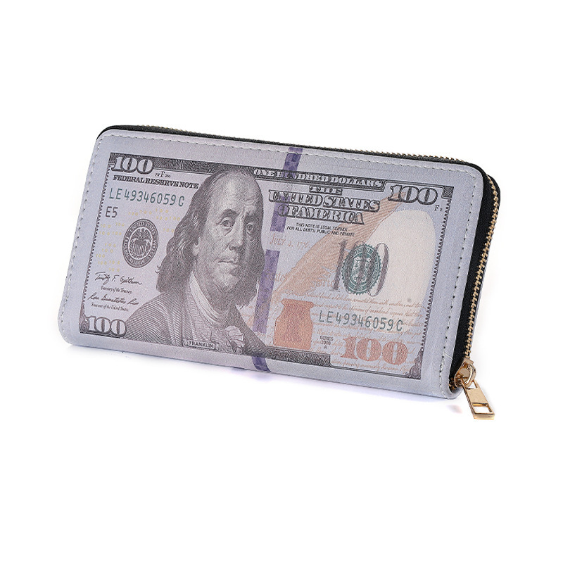 Directly operated new PU 1 fold purse designer men's fashion cartoon coin handbag zipper wallet women's large cash clip