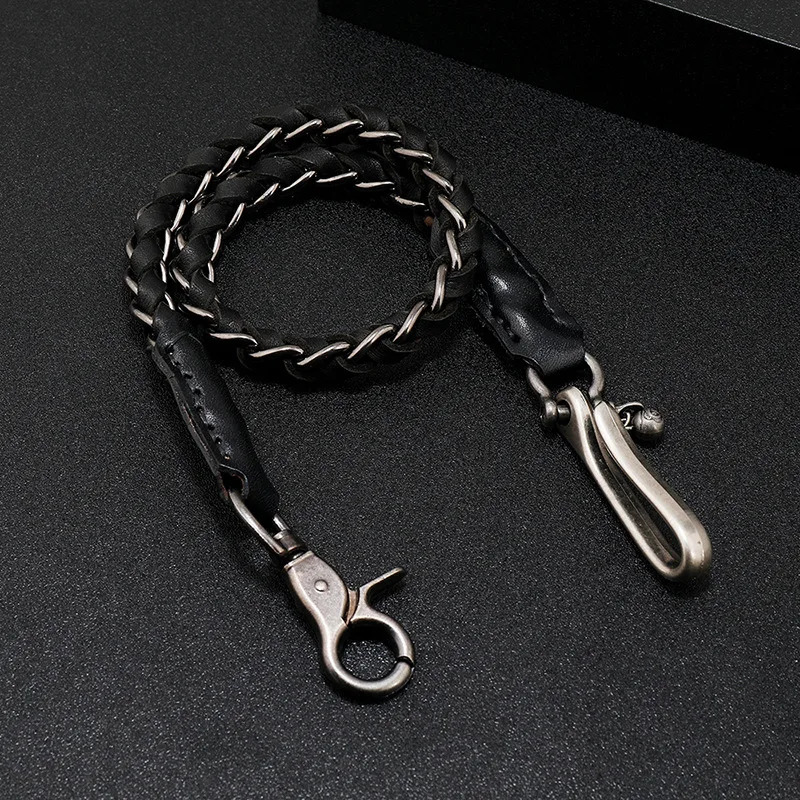 Punk rock leather metal pants waist chain mens keychain large ring wallet keychain jeans unisex hip-hop jewelry gift 241115