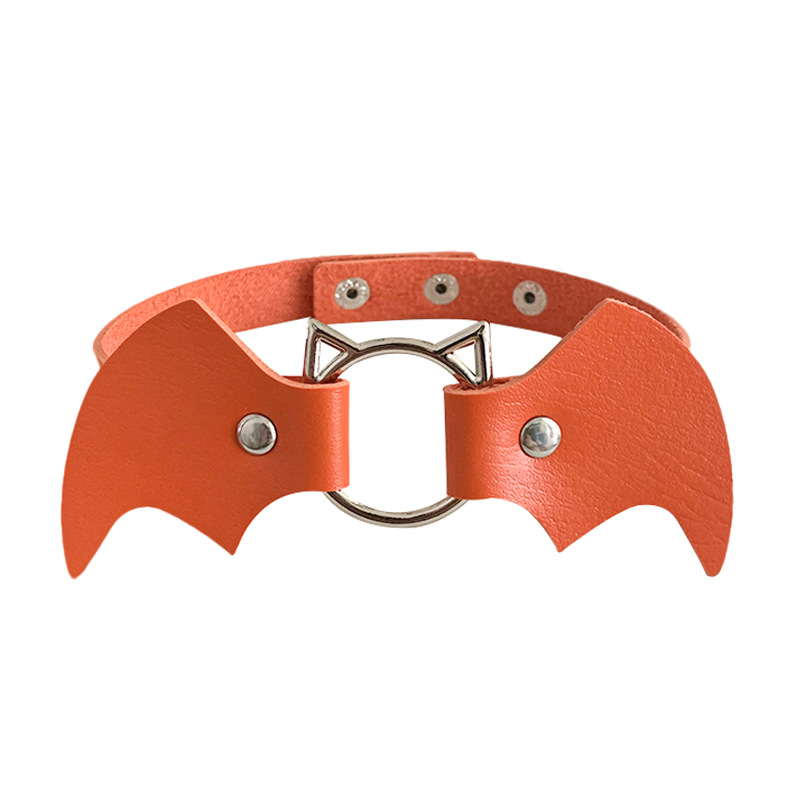 Costume Accessories Bat Wings Choker Necklace For Women Girls Heart Chocker Leather Collar Goth Jewelry Cosplay Gothic Accessories