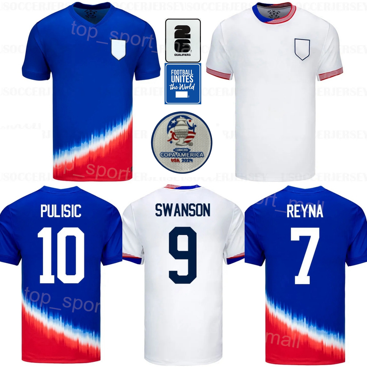 2024 Copa America Men United States Soccer Jersey US 5 ROBINSON 7 REYNA 14 WRIGHT 9 PEPI 4 ADAMS 1 TURNER PULISIC AARONSON MCKENNIE Football Shirt Kits National Team