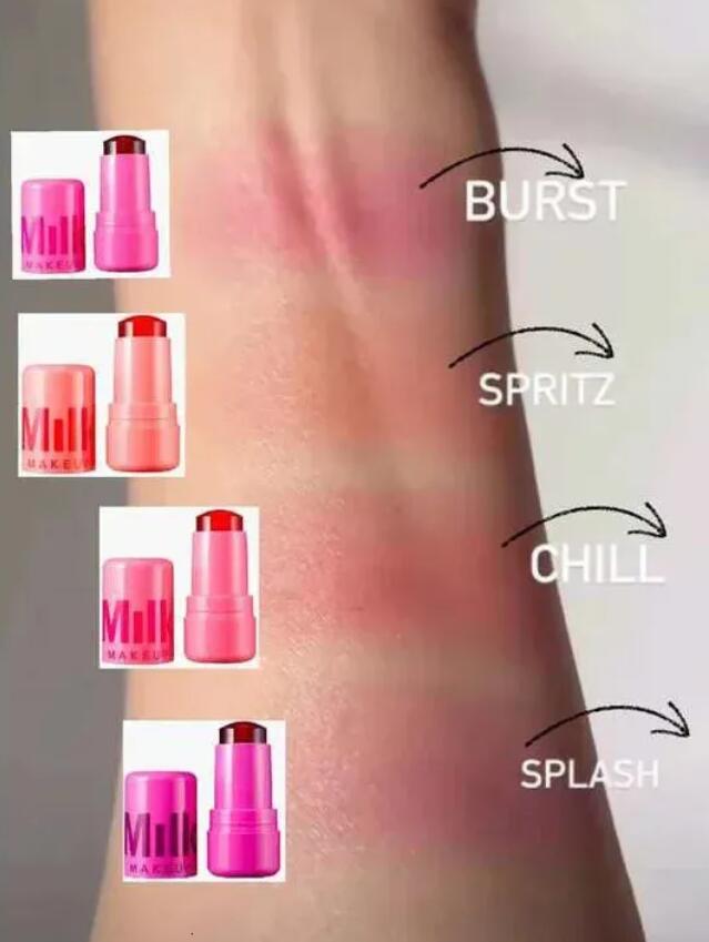 Milk Makeup blush stick 4 Colors SPRITZ coral CHILL red SPLASH berry coog water jelly tint watercolor multiuse matte lip tinted makeup