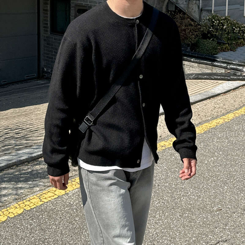 MYQ Lazy Style Knitted Cardigan Men's Autumn And Winter High-End Wearing Top Korean Version Loose Sweater Jacket