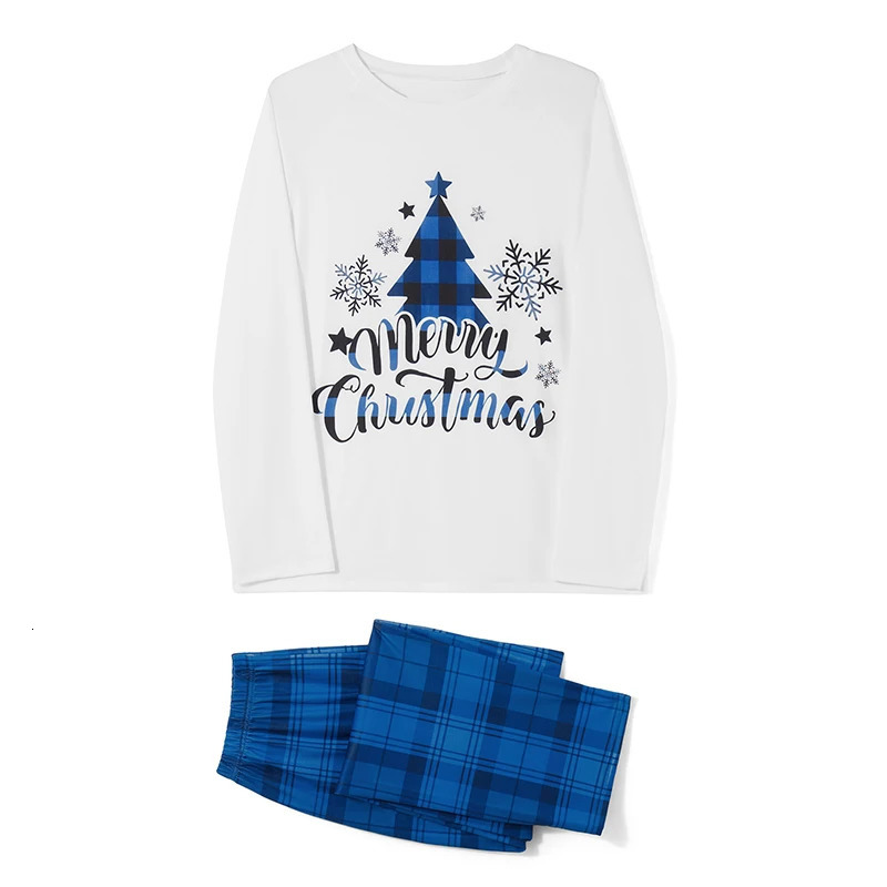 Christmas Family Matching Pajamas Sets Christmas PJs Letter Print Top and Plaid Pants Jammies Sleepwear 241114