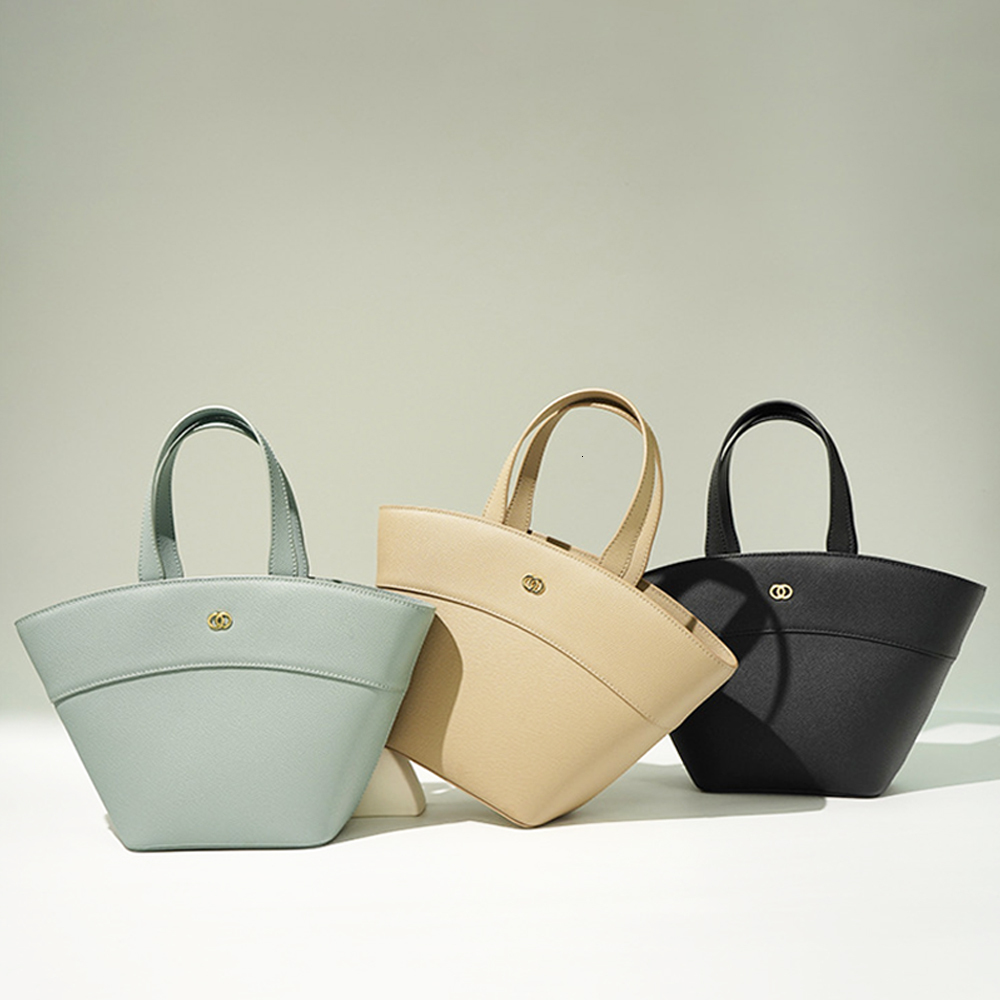 Niche Design Women Genuine Leather Basket Ladies Hand Bag With Compartment Classic Fashion Purse And Handbag dddmymoon