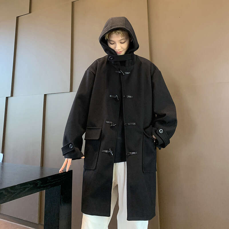 2025 Autumn And Winter Trend Versatile Casual Cool Loose Windbreaker Medium Long Woolen Coat For Men