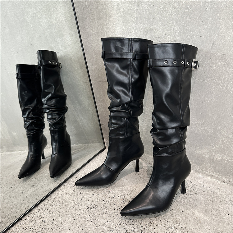 Women's Versatile Autumn/Winter Pointed Thin Heel High-heeled Boots.