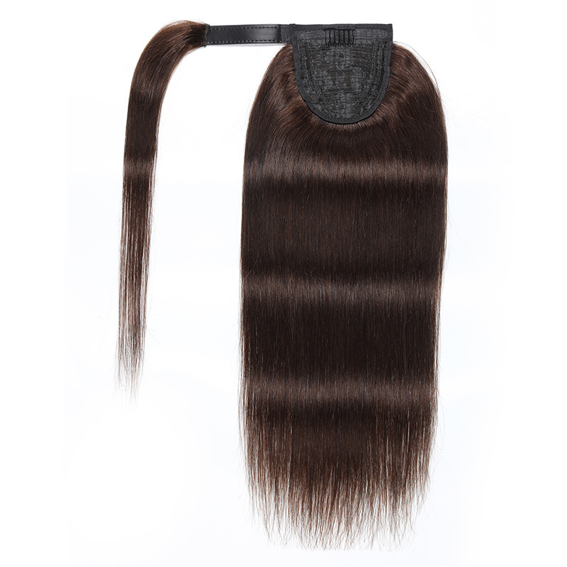 Peruvian Human Hair Silky Straight Hook& Loop Magic Ponytail 10-26inch Natural Color 2# 4# P4/27 Piano Color