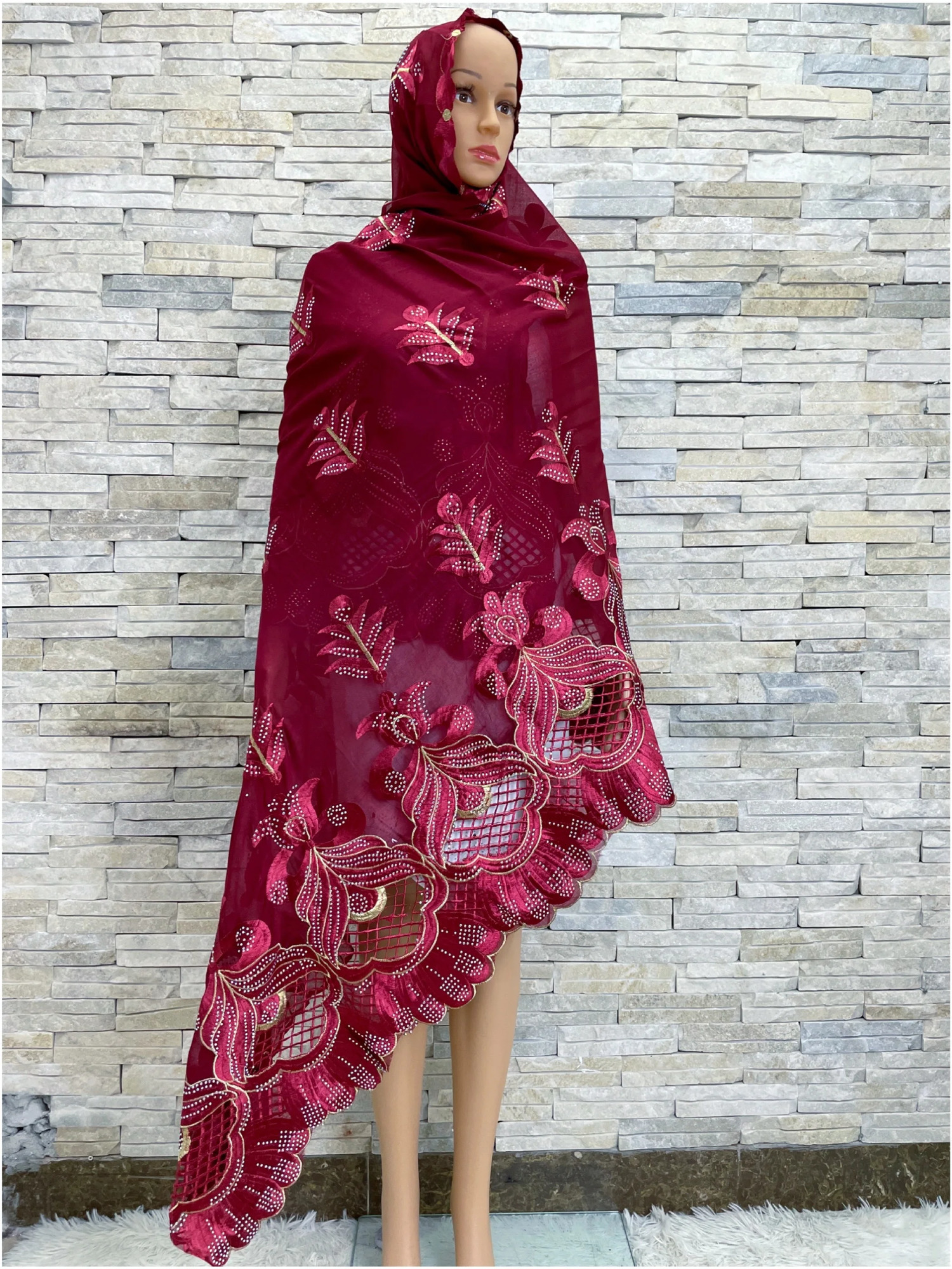 Spring Dubai Scarf For Muslim Women African Cotton Hijab Islam Hijab Pashmina Turban Headscarf Embroidery Shawls DR047 240402