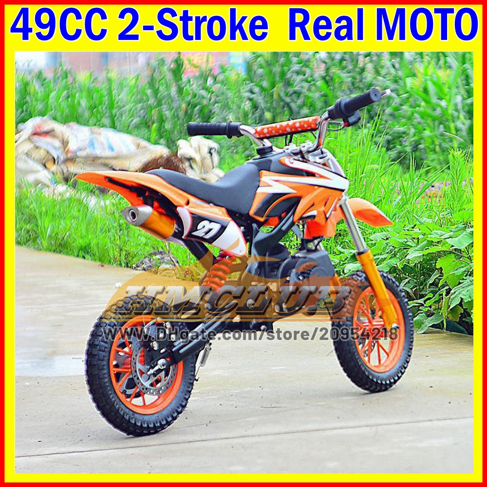 16Colors Real Off-road Superbike Mini Motorcycle 2-Stroke 49CC Dirt Bike Mountain Gasoline Small Buggy Motor Bikes Children Racing Motorbike Boy Girl 