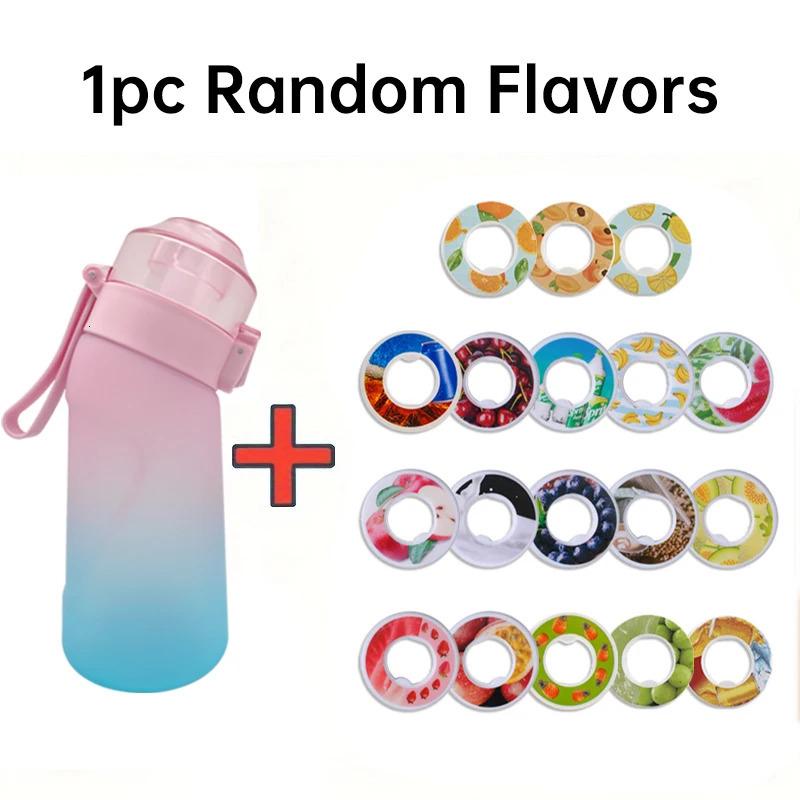 LUSQI 500ml Water Bottle With 1pc Random Flavor Pods Portable Transparent With Straw Leak Proof Suitable for Outdoor Sports 240415