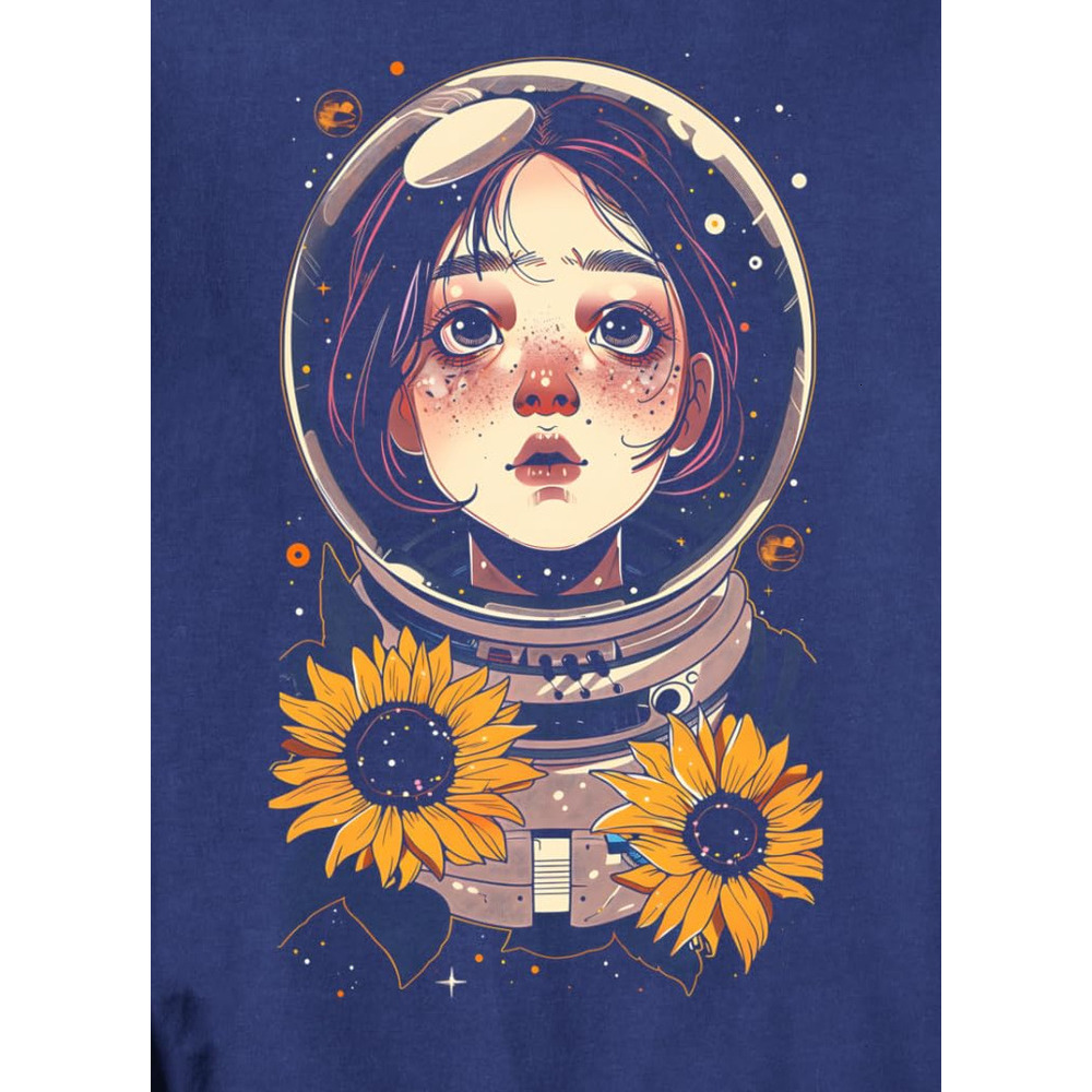 Long Sleeve Shirts for Men sweatshirt Astronaut Sunflower Space Galaxy Planet Science Geek Graphic Sweatshirt T shirt Tee Streetwear Casual tops cloth